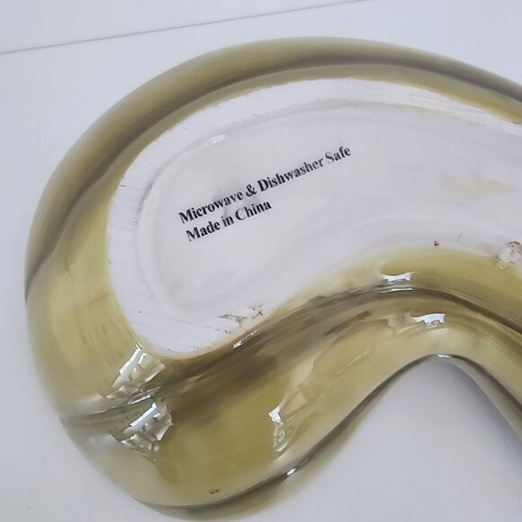 Green Autumn Gourd Maple Leaf Serving Dish Microwave Dishwasher Safe Curved - Picture 5 of 9